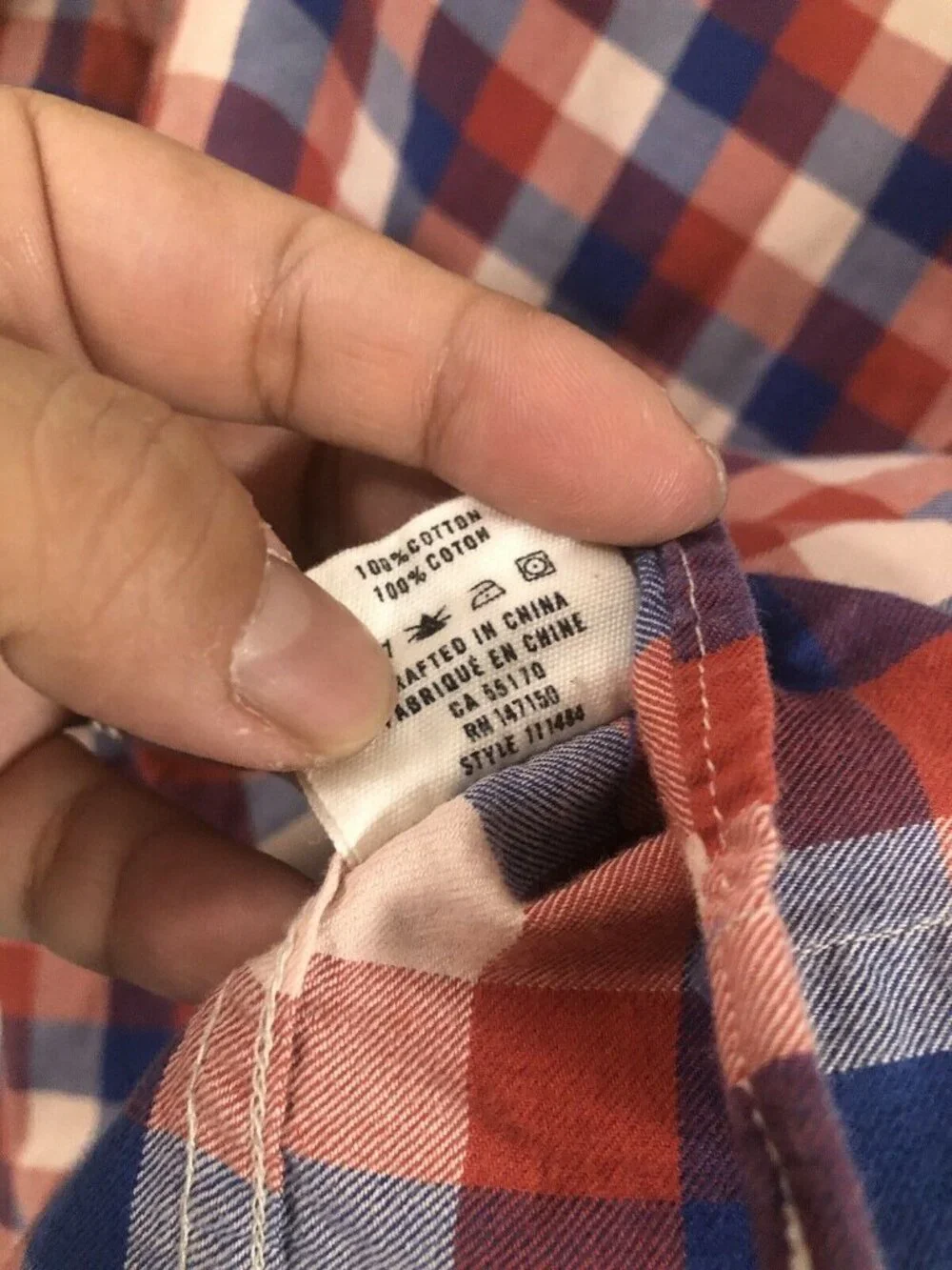 Frank And Oak Mens Red Blue Checkered Button Down Shirt Size Small